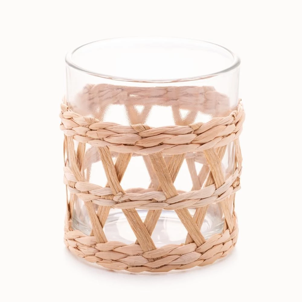 4 Copos Baixos Wolff de Vidro com Sisal 320ml