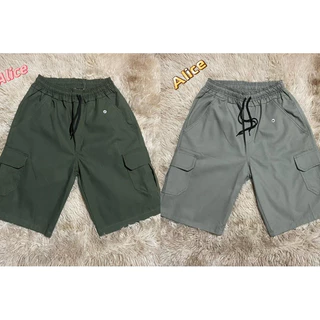 kit 2 bermuda cargo com 6 bolsos cintura elástica,