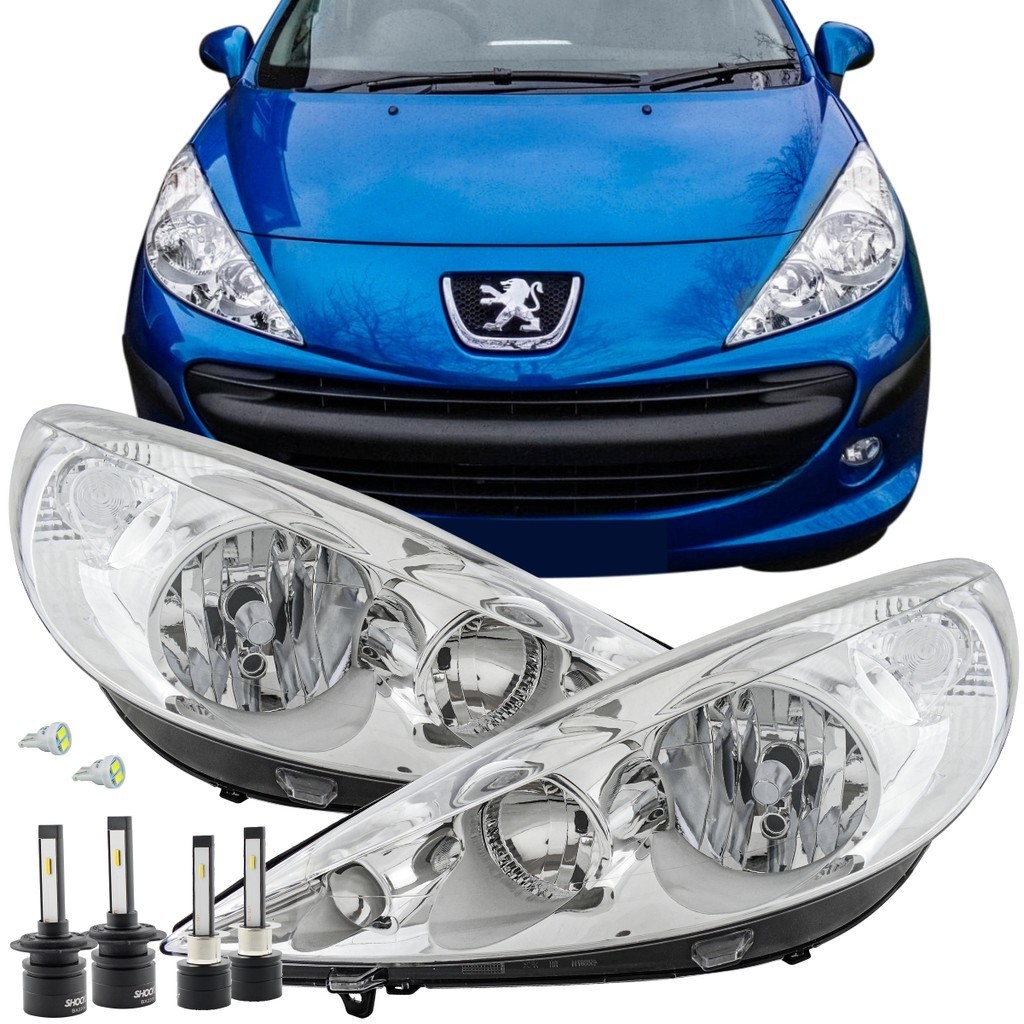 Par Farol Cromado Peugeot 207 Passion 207 2007 08 à 14 Foco Duplo + LED ...