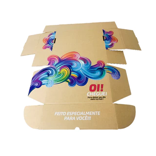 Kit Caixa Personalizada Parda com Impressão - Oi Cheguei 30x20x10