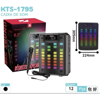 Caixa de Som Portátil Bluetooth com LED / Rádio FM, conexão USB e SD / KTS-1795