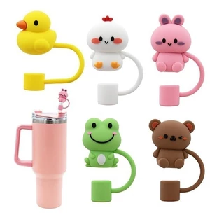 Tampa Para Canudo Copo Stanley Quencher Protetora Silicone Reutilizável 10mm 5Pcs Desenho Animado Pontas