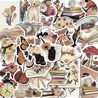 Livros vintage De 50pcs Flores Arte Autocolantes Copos De Telefone Adesivos À Prova D'água Para iPad