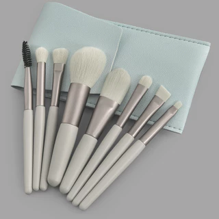 8 Pcs Cyan Conjunto de Escovas de Maquiagem com Saco de Escova de Maquiagem com Escova em Pó Solto Escova Fundadora Escova para Cílios Escova para Sombra Escova Brilhante Escova para Manchas FINDCOLOR Vendas Diretas na Fábrica