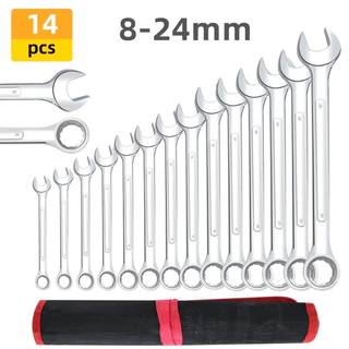 14 peças de Profissional Chave Ferramenta Combinada Em Aço Carbono vanádio Métrica 8-24mm