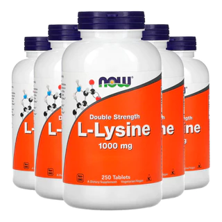 Kit 5x L-Lysine Now Foods 1000mg L-lisina 250 Tabs Importado /Made in Usa