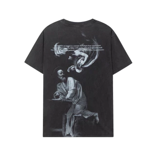 Off Street Wear 24N High-End New white Black white Oil Painting Elderly Portrait Lavagem de Retratos Homens Mulheres Mesmo Estilo Manga Curta OW Trendy