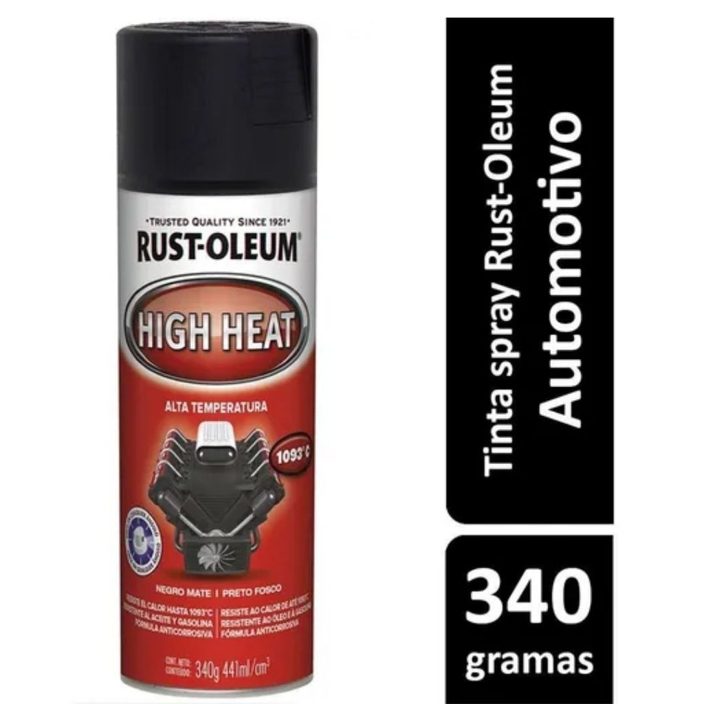 Spray Alta Temp Motor 1093°c Preto Fosco Rust Oleum