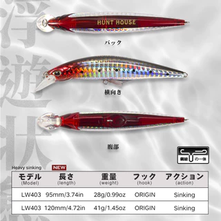 Hunthouse G-contorl Minnow Afundando Isca De Pesca De Água Salgada Pequena Dura 95/120mm 28/41g Artificial Mini Swimbait