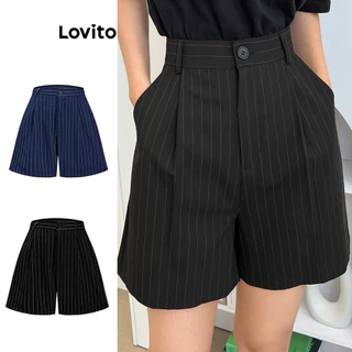 Lovito Shorts de bolso listrado elegante para mulheres L105MD634