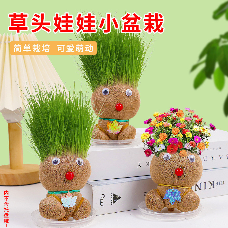 Plantação Interior Boneca De Grama Longa Bonito Dentado Burclover Pequeno Vaso Planta Jardim De Infância Artesanal Desktop Verde Pote Decoração