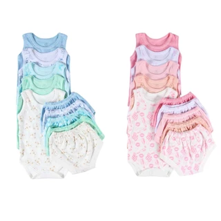 Kit 10 peças Conjunto Body regata e tapa fralda Estampado para bebê menino menina verão. Canelado