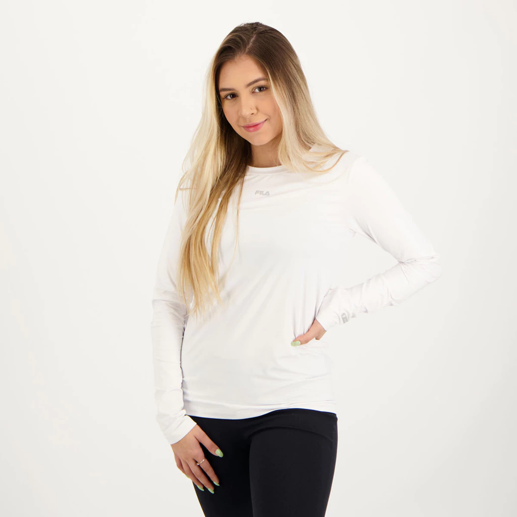 Camiseta Fila Manga Longa Sun Protect Breezy Feminina Branca