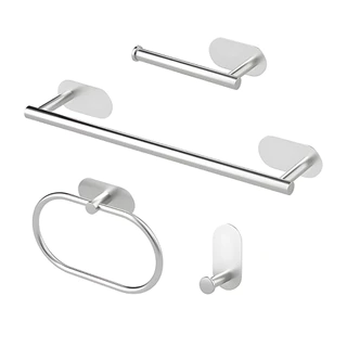 Porta Suporte Acessorios para Banheiro Toalheiro Toalha Kit com 4 Peças Aço Inox