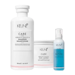 Kit Keune Care Keratin Smooth Shampoo 300ml, Máscara 200ml,2 Phase Spray 200ml