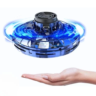 Disco Spinner Voa Divertido Led Drone Bomerang Brilha Infantil 360° Azul Castela
