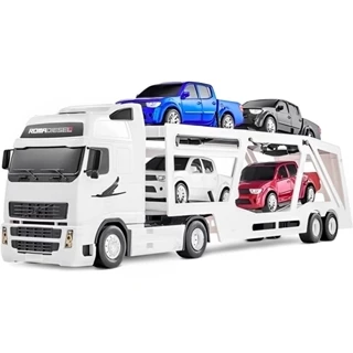 Brinquedo Caminhão Carreta Cegonheira Diesel Rx Branco 1308 Roma