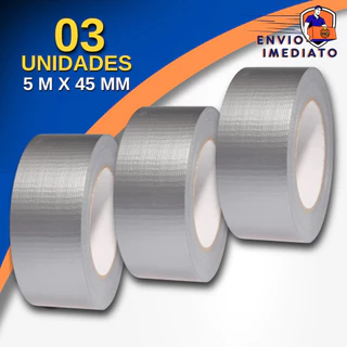 Kit Silver Tape Multiuso Fita Prateada Rolo 5 Metros 45mm Resistente Á Prova D'agua Prata Cinza