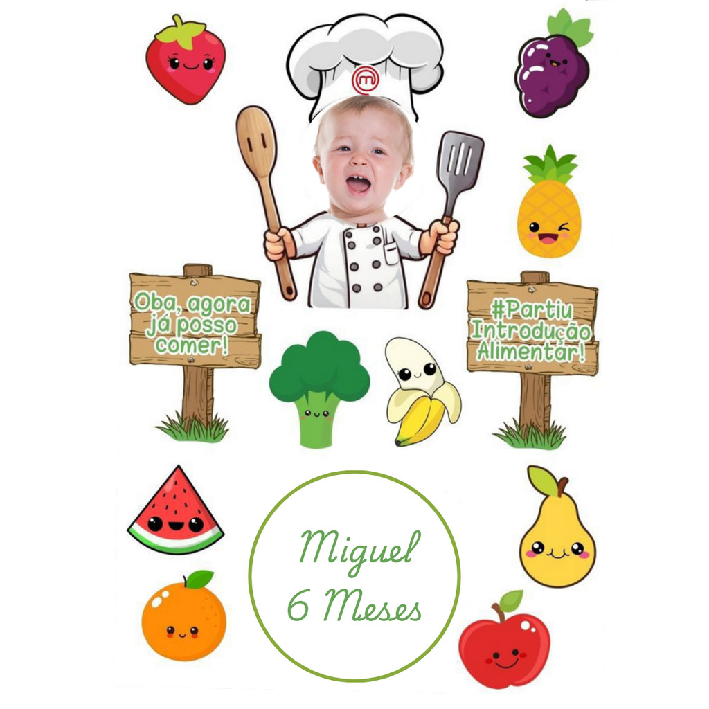 Topper Topo de Bolo Introdução Alimentar Mesversario 6 meses ...