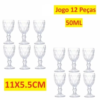 Jogo 12 Taças 50ML Diamante Copo Vidro Transparente Para Vinho Água Sucos 11 X 5.5Cm em Oferta na Shopee