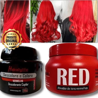 Cabelo Vermelho Vibrante | Pó Descolore E Colore E Máscara Tonalizante 250g Cor Red | Cor Intensa