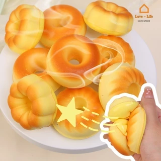 3Pcs Pão Artificial Brinquedos De Espremer Lentos-Com Ressalto Lento-Alegrias Engraçadas Em Forma De Donut Para Beliscar-Adultos Kids Squishy Food Fidget