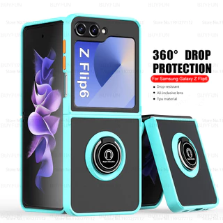 Capa À Prova De Choque Para Câmera Matte Armor Samsung Galaxy Z Flip 6 ZFlip6 ZFlip 6 Flip6 5G Carro Suporte De Anel Magnético Funda