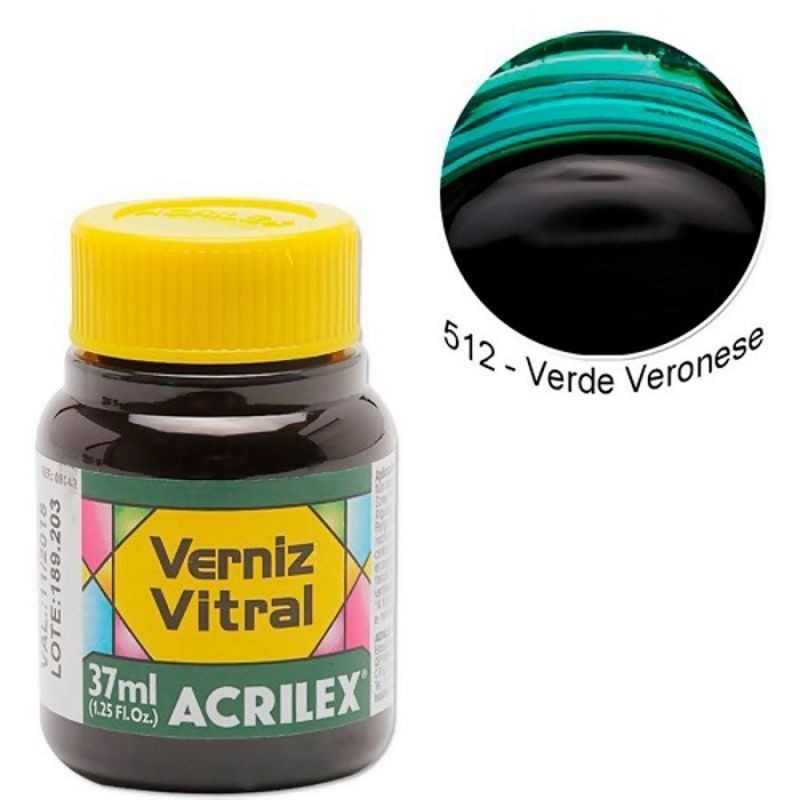 Verniz Vitral 37ml Verde Veronese Ref 512 Acrilex | Shopee Brasil