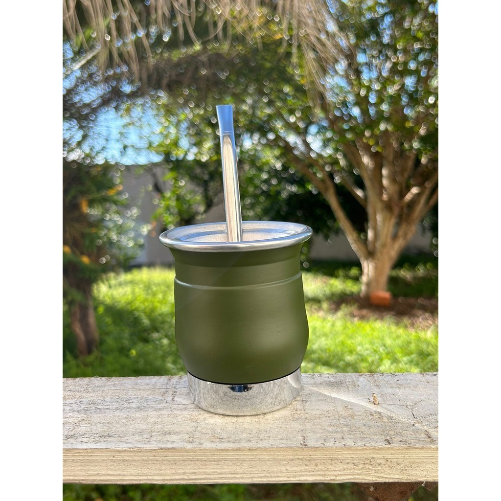 Kit Tereré LUXO: Cuia de alumínio diversas cores + Bomba de Inox