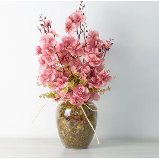 Arranjo de Flor Cerejeira Rosê em Vaso de Vidro