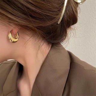 Brincos de estilo europeu-americano simples metálico ins Geometric Ear Buckles High-End Fashion All-Match All-Match