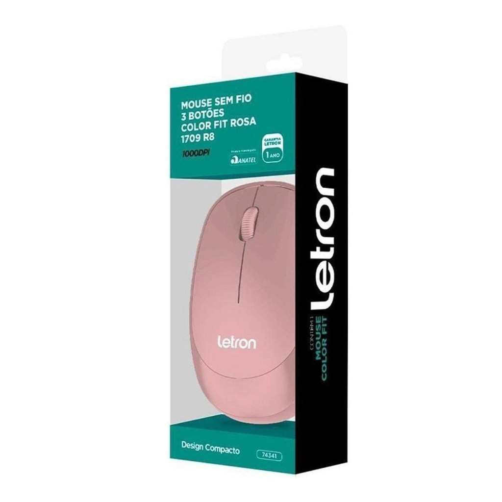 Mouse Sem Fio 3 Botões 1000DPI Color Fit Rosa 1709 R8 | Shopee Brasil