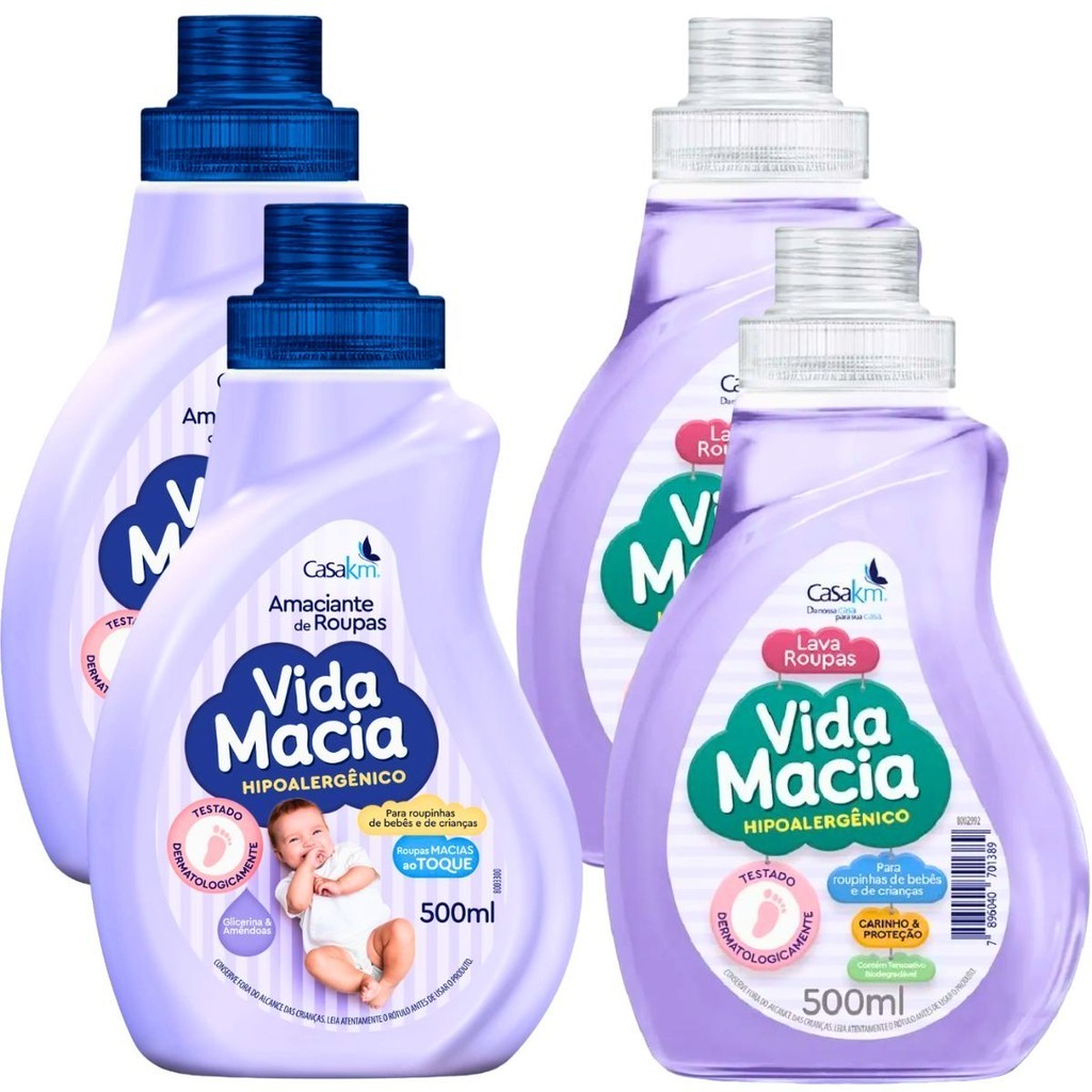 Kit 2 Vida Macia Sabão Líquido 500ml e Amaciante 500ml | Shopee Brasil