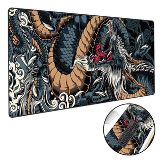 Mouse Pad Gamer Grande 70x30 cm - Design Dragão Azul Impermeável