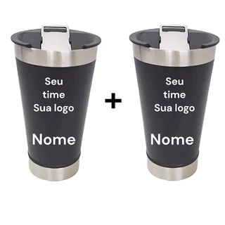 Kit 2 Copos Térmicos Personalizados Com Logo Time Nome Ótima Qualidade