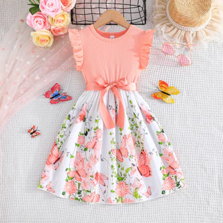 Vestido De Bebê Menina Crianças 5-12 Anos Verão Moda Sem Manga Floral Vestidos De Princesa Infantil
