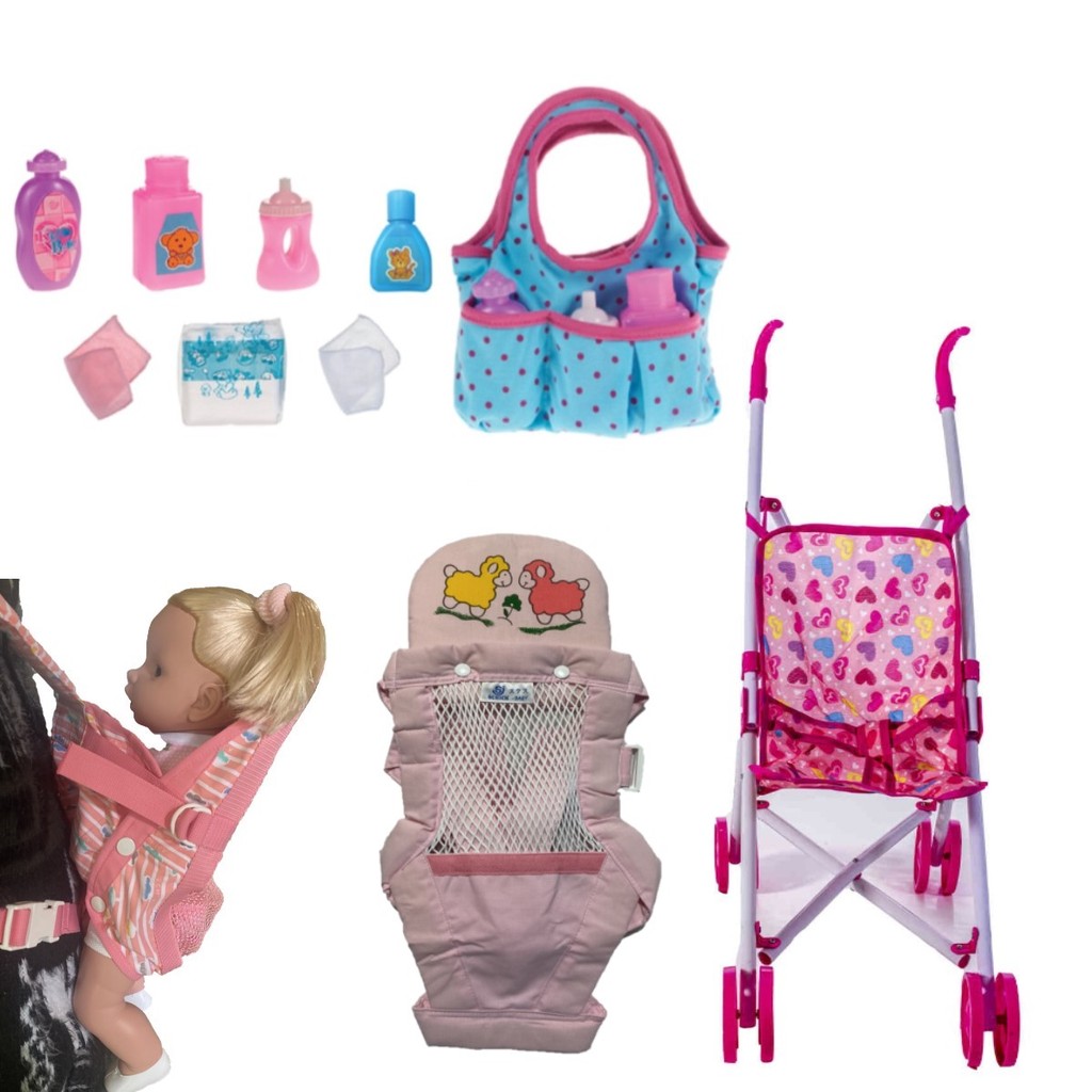 Kit Acessórios Para Boneca BolsinhaCarrinho e Canguru Rosa | Shopee Brasil
