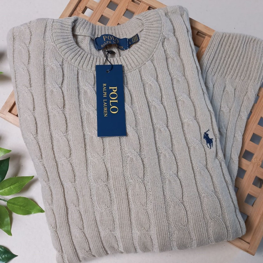 Blusa Tricot Masculina Sueter Gola Careca com Detalhes Moda Inverno