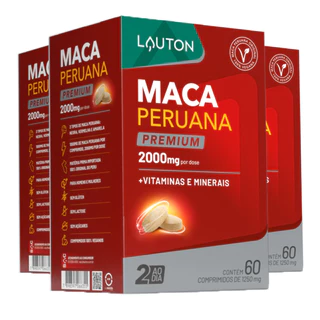 Kit 3x Maca Peruana 2000mg Lauton Vitiminas e Minerais 60 Comp