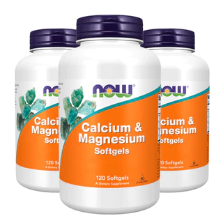 Kit 3x Cálcio e Magnésio Now Foods com Vitamina D3 e Zinco 120Soft/Made in Usa