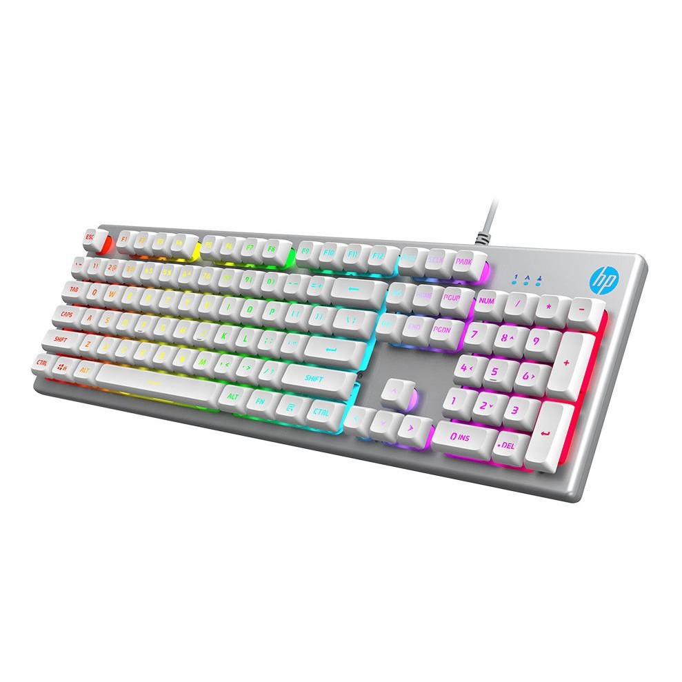 Teclado Gamer Usb Hp K500f Led Prata Com Membrana RGB