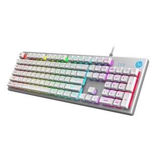 Teclado Gamer Usb Hp K500f Led Prata Com Membrana RGB