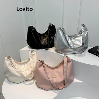 Lovito Bolsa de ombro elegante, simples e de grande capacidade para mulheres LFA47229