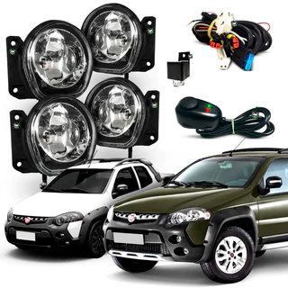 Kit Farol Auxi Milha Strada Adventure e Palio Weekend Adventure 04 05 06 07 S/Moldura Botao Colante