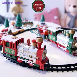 Decorationbt Trem De Natal Brinquedos Elétricos Decoração De Árvore Pista Quadro Carro Ferroviário Com Som E Trilho De Luz Presentes Novo