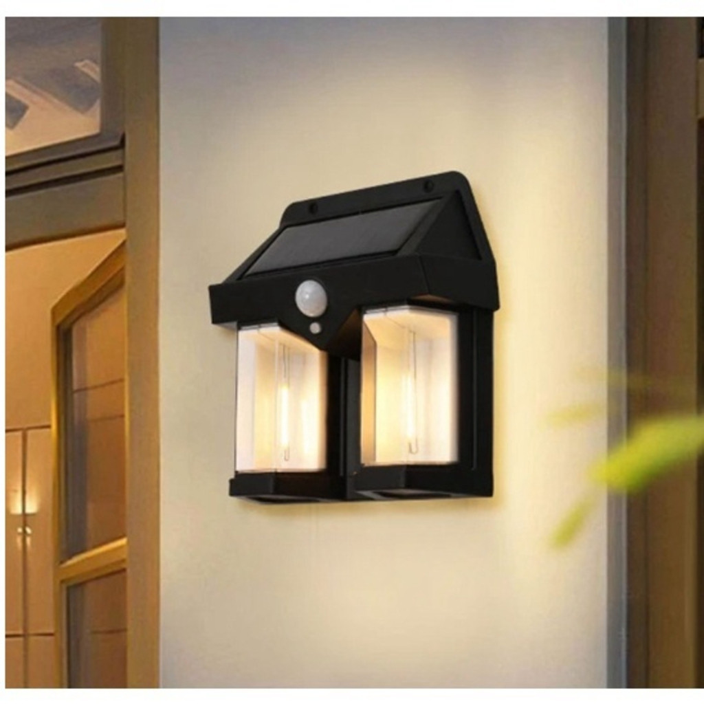 Luminaria dupla led Luz Solar Externa À Prova D'água Com Sensor De ...