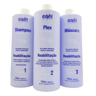 Kit Reabilitação Capilar 1L Cauterização e Blindagem Tratamento Antiemborrachamento Eaê