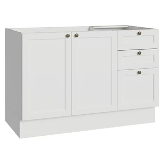 Balcão de Pia 120 cm 2 Portas 3 Gavetas (Sem Tampo) Branco Vik Madesa em Oferta na Shopee