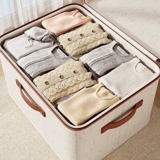 Grande Caixa De Armazenamento De Linho De Algodão À Prova De Poeira Dobrável Organizador De Roupas Com Tampa Para Cobert em Oferta na Shopee