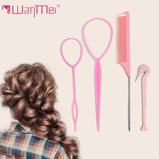 Conjunto De Ferramentas De Cabelo De Quatro Peças , Pente De Dente Fino , Ferramenta De Trança , Coque Conveniente Para em Oferta na Shopee